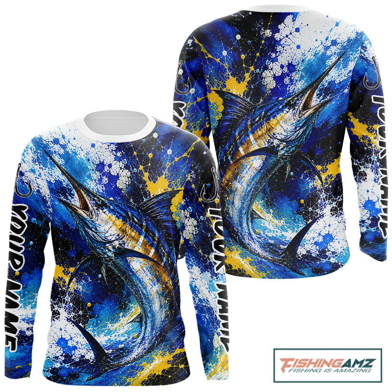 Custom Marlin Fishing Jersey – Saltwater Fishing Shirt Long Sleeve For Men NHT989