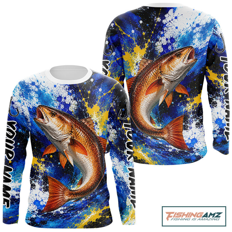 Custom Redfish Fishing Jersey – Saltwater Fishing Shirt Long Sleeve For Men NHT990