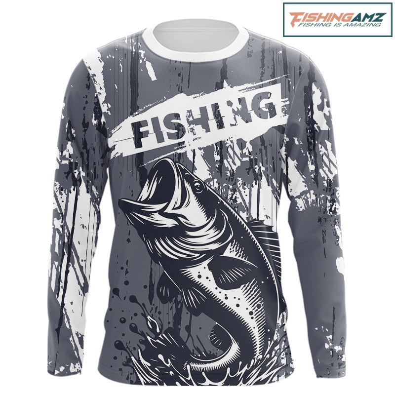 Bass Fishing Gray Camo Custom Name, Personalized Bass Fishing Jerseys For Men NHT493