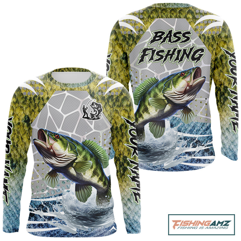 Beautiful Bass Fishing Shirts Long Sleeve Customize Name Fishing Personalized Gift NHT404