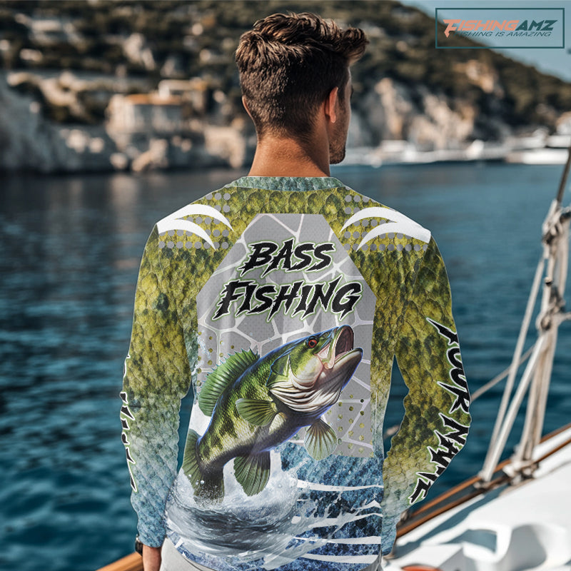Beautiful Bass Fishing Shirts Long Sleeve Customize Name Fishing Personalized Gift NHT404