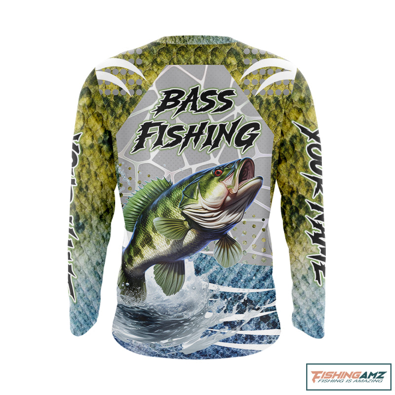 Beautiful Bass Fishing Shirts Long Sleeve Customize Name Fishing Personalized Gift NHT404