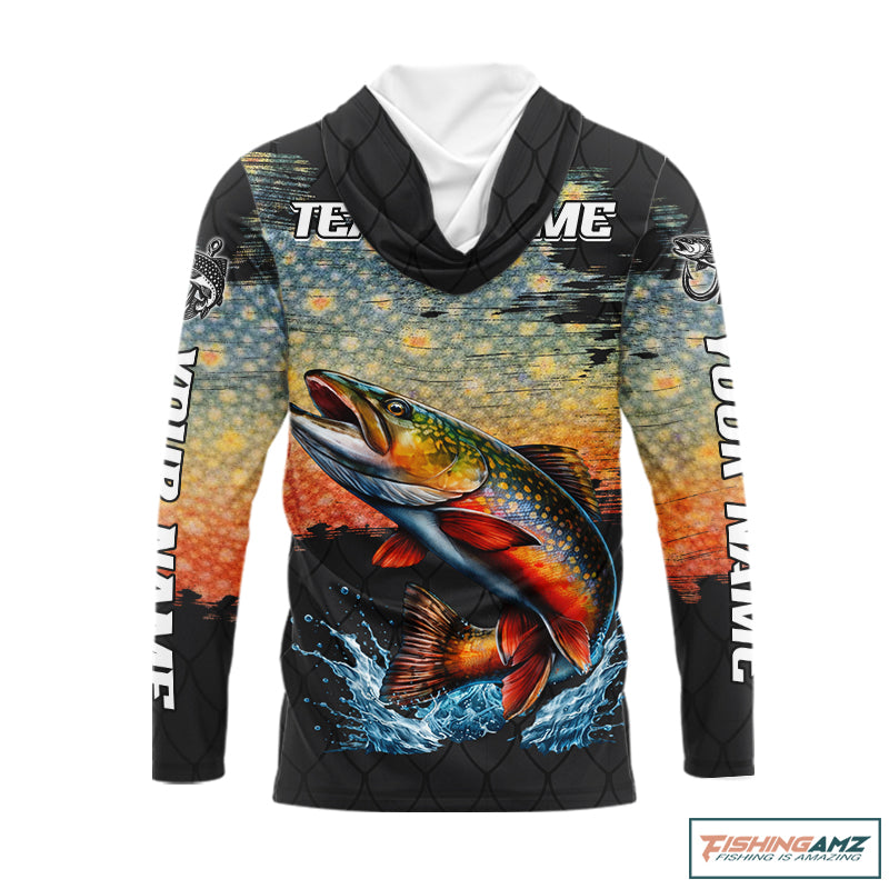 Brook Trout Fishing Shirt Long Sleeve Hooded Custom Fishing Jerseys, Trout Fishing Shirts NHT417