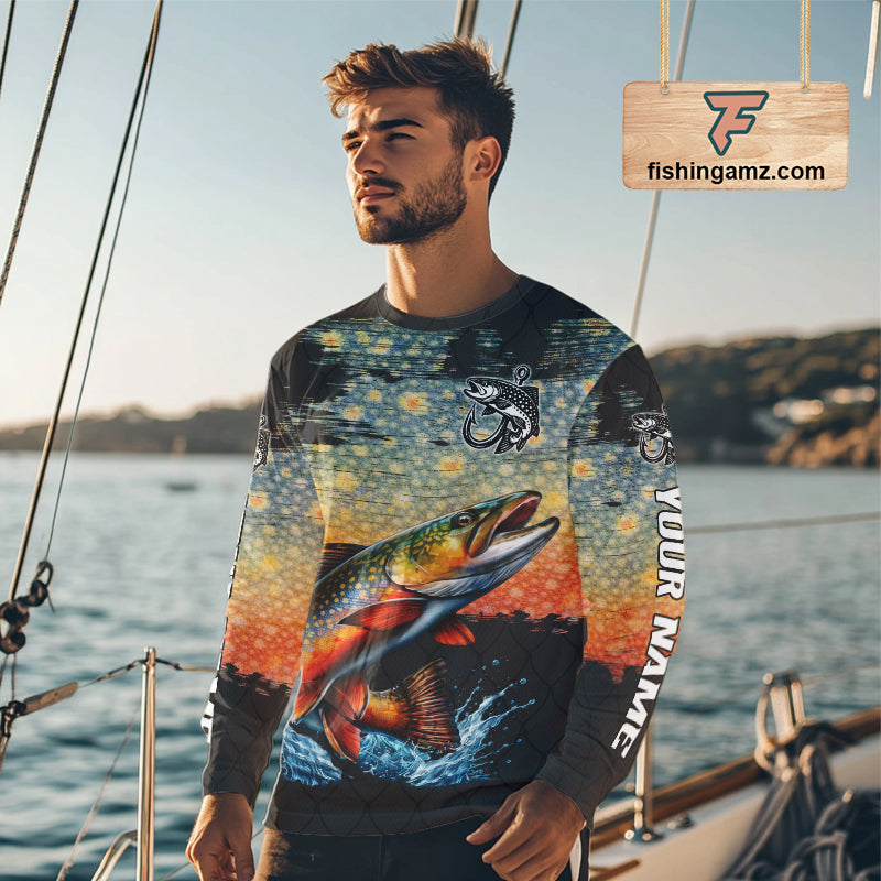 Brook Trout Fishing Shirt Long Sleeve Custom Fishing Jerseys, Trout Fishing Shirts NHT417