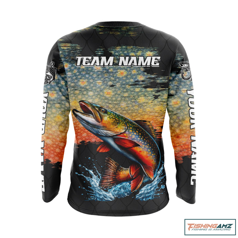 Brook Trout Fishing Shirt Long Sleeve Custom Fishing Jerseys, Trout Fishing Shirts NHT417