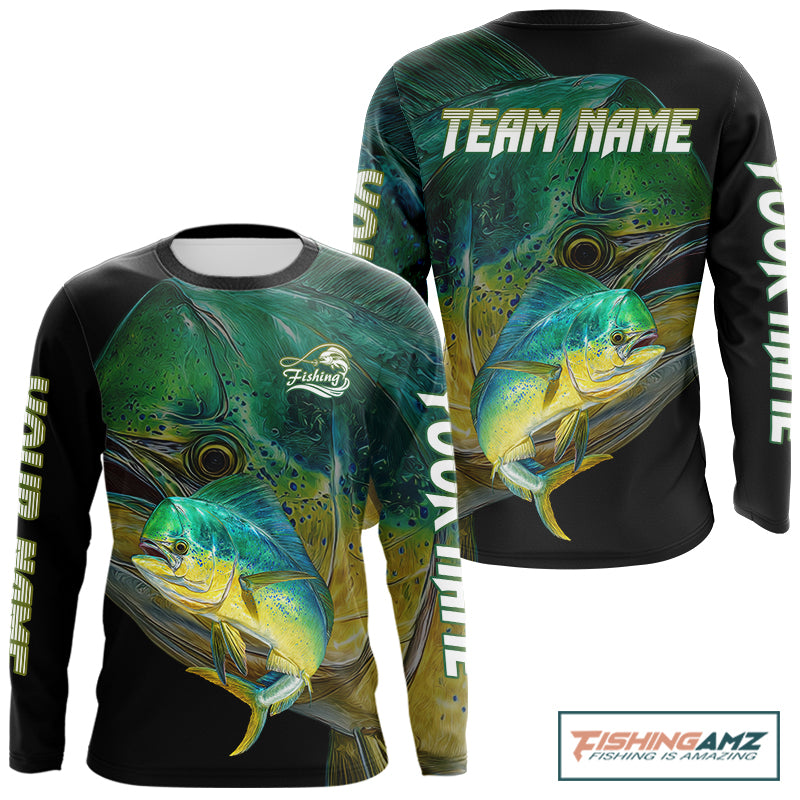 Mahi Mahi (Dorado) Fishing Customize Name Fishing Shirts Long Sleeve For Men NHT569