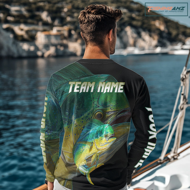 Mahi Mahi (Dorado) Fishing Customize Name Fishing Shirts Long Sleeve For Men NHT569