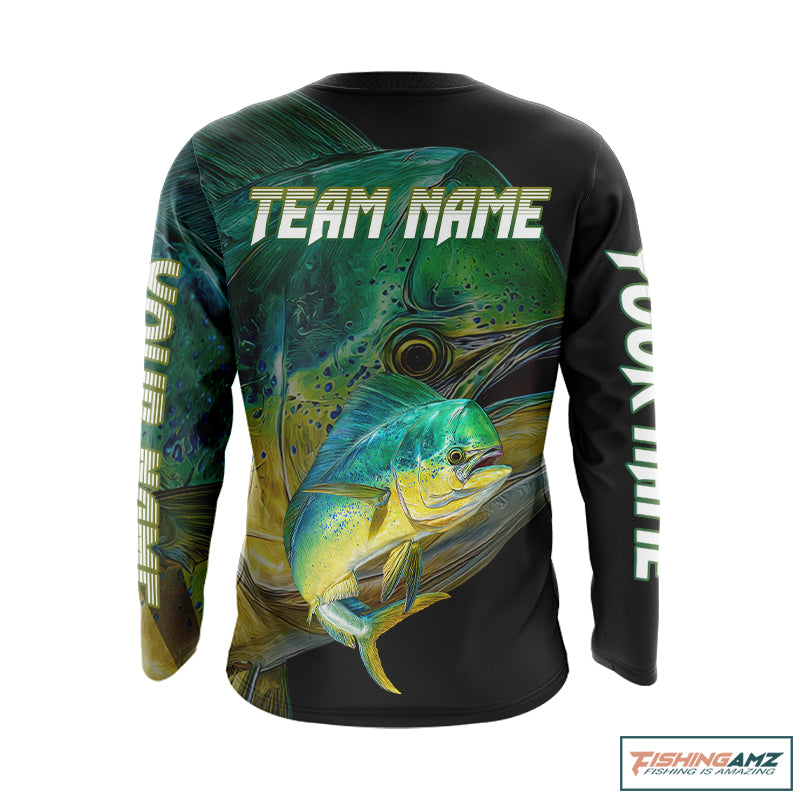 Mahi Mahi (Dorado) Fishing Customize Name Fishing Shirts Long Sleeve For Men NHT569
