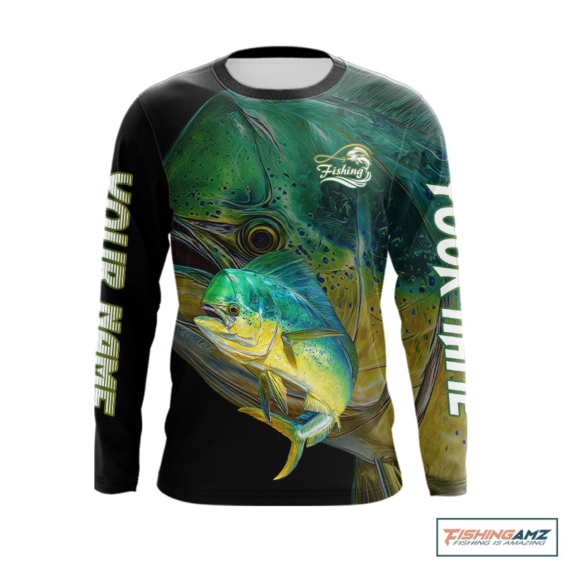 Mahi Mahi (Dorado) Fishing Customize Name Fishing Shirts Long Sleeve For Men NHT569