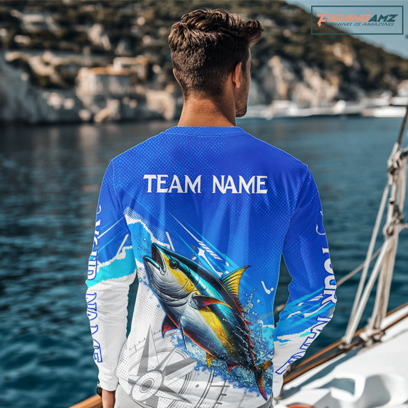 Tuna Fishing Custom Fishing Shirts Long Sleeve For Men, Tuna Saltwater Fishing Shirt NHT645