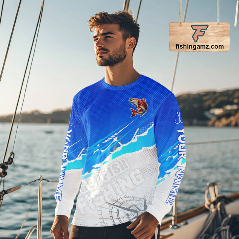 Redfish Fishing Custom Fishing Shirts Long Sleeve For Men, Redfish Saltwater Fishing Shirt NHT647