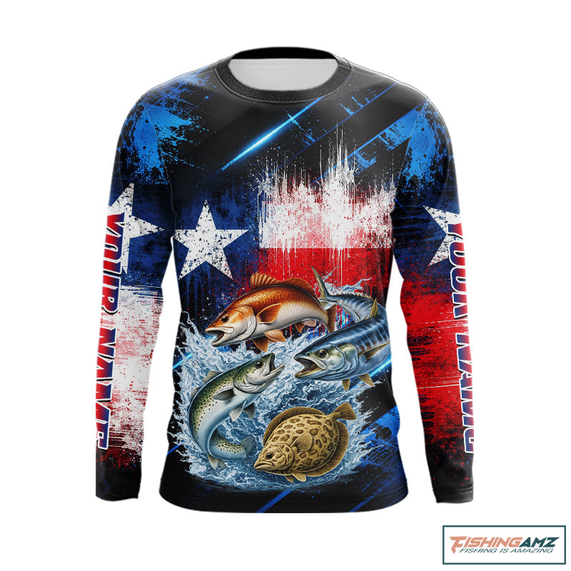 Texas Grand Slam Custom Fishing Shirts Long Sleeve, Texas Flag Fishing Jersey NHT506