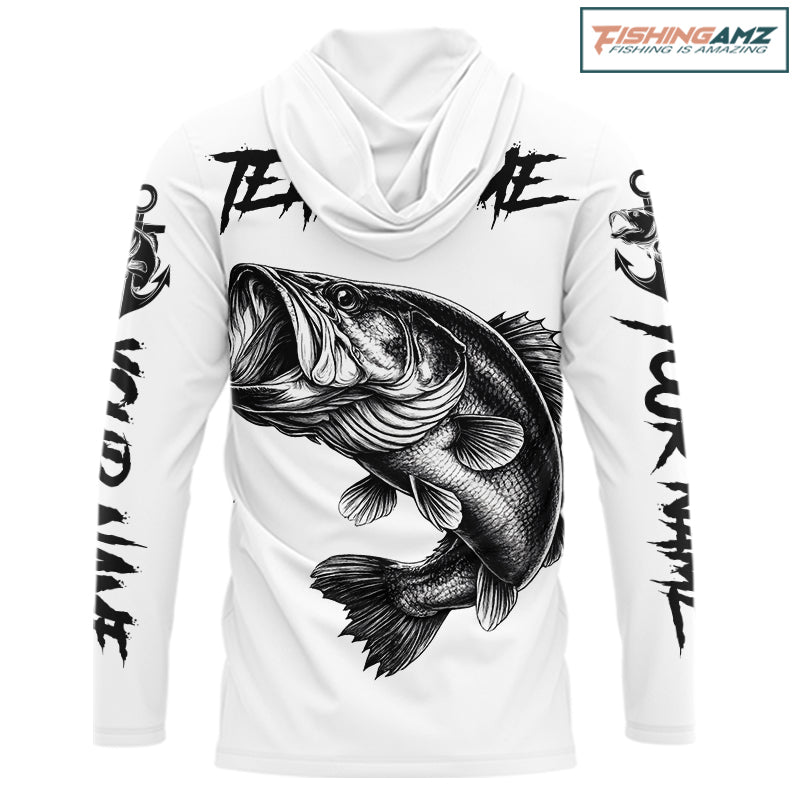 White Bass Fishing Tattoo Custom Fishing Shirts, Bass Long Sleeve Fishing Shirts NBT451