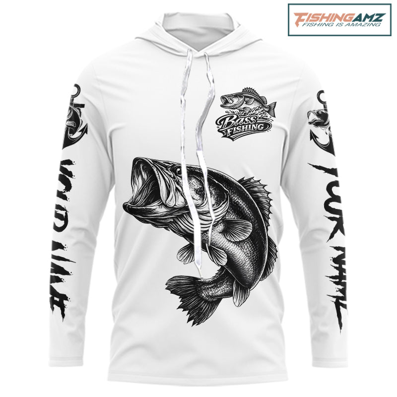 White Bass Fishing Tattoo Custom Fishing Shirts, Bass Long Sleeve Fishing Shirts NBT451