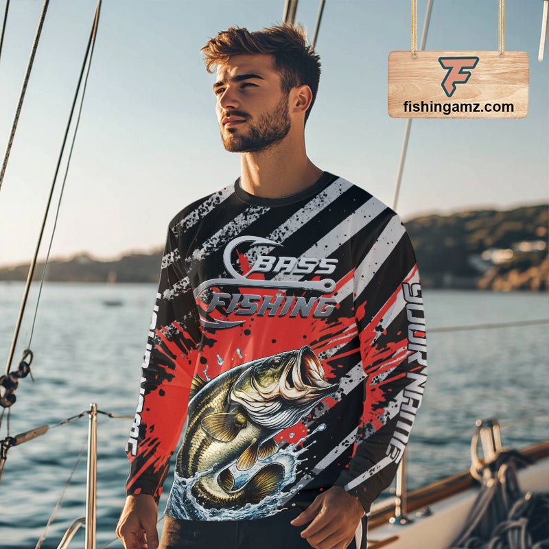 Custom Largemouth Bass Long Sleeve Tournament Fishing Shirts, Largemouth Fishing Jerseys NBT712