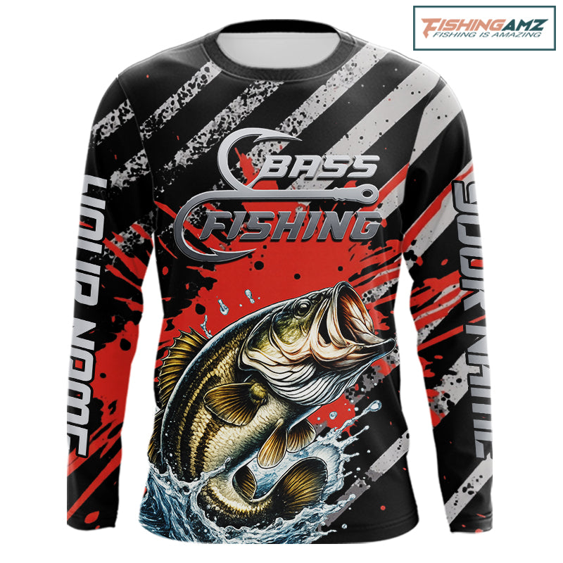 Custom Largemouth Bass Long Sleeve Tournament Fishing Shirts, Largemouth Fishing Jerseys NBT712