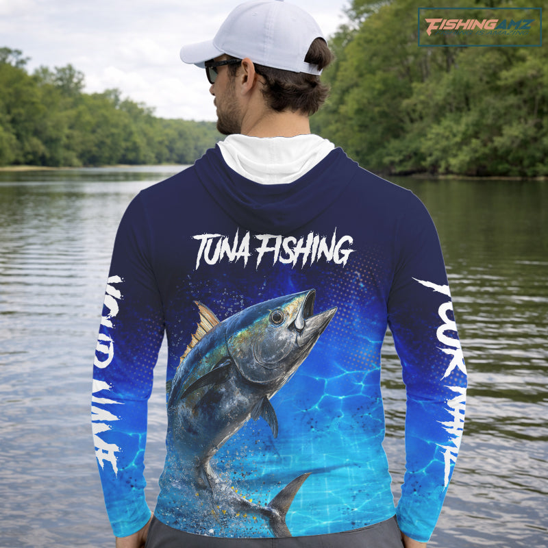 Personalized Blackfin Tuna Fishing Hood Saltwater Deep Sea Fish, Custom Fishing Shirt NBT367