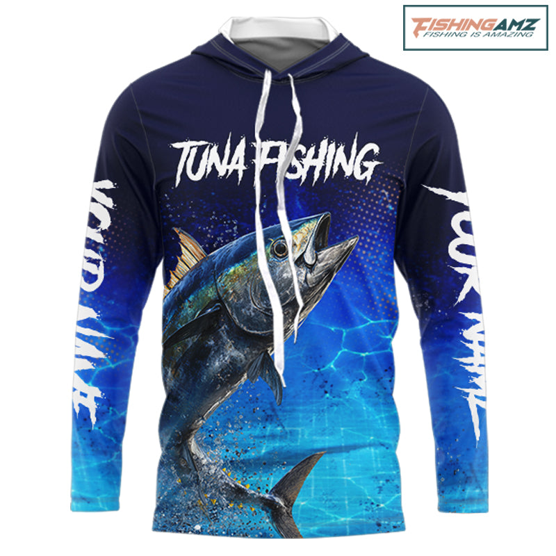 Personalized Blackfin Tuna Fishing Hood Saltwater Deep Sea Fish, Custom Fishing Shirt NBT367