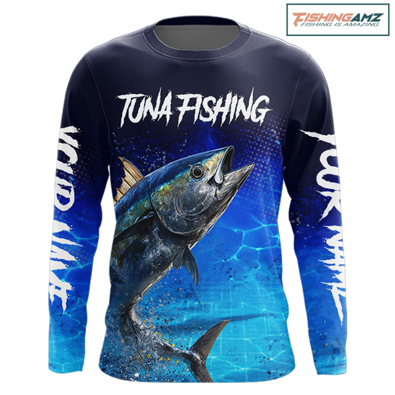 Personalized Blackfin Tuna Long Sleeve Fishing Shirts Saltwater Deep Sea Fish, Custom Fishing Shirt NBT367