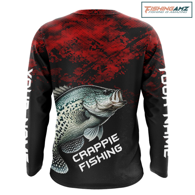 Personalized Crappie Fishing Shirts Red Camo Custom Name, Crappie Fishing Shirts NBT465