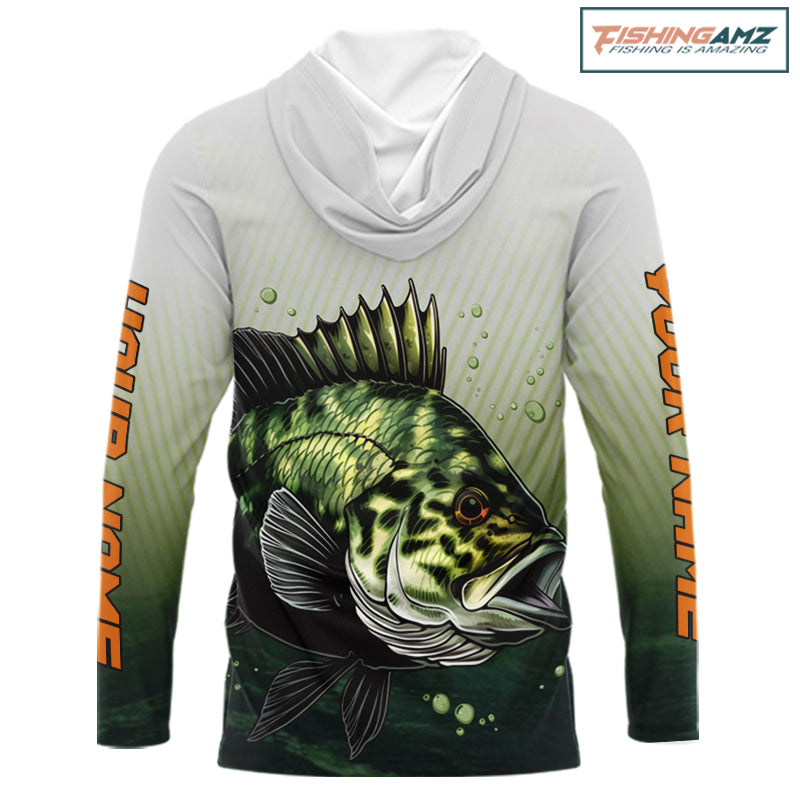 Crappie Fishing Green Camo Long Sleeve Custom Name Fishing Jerseys, Crappie Tournament Fishing Shirts NBT372