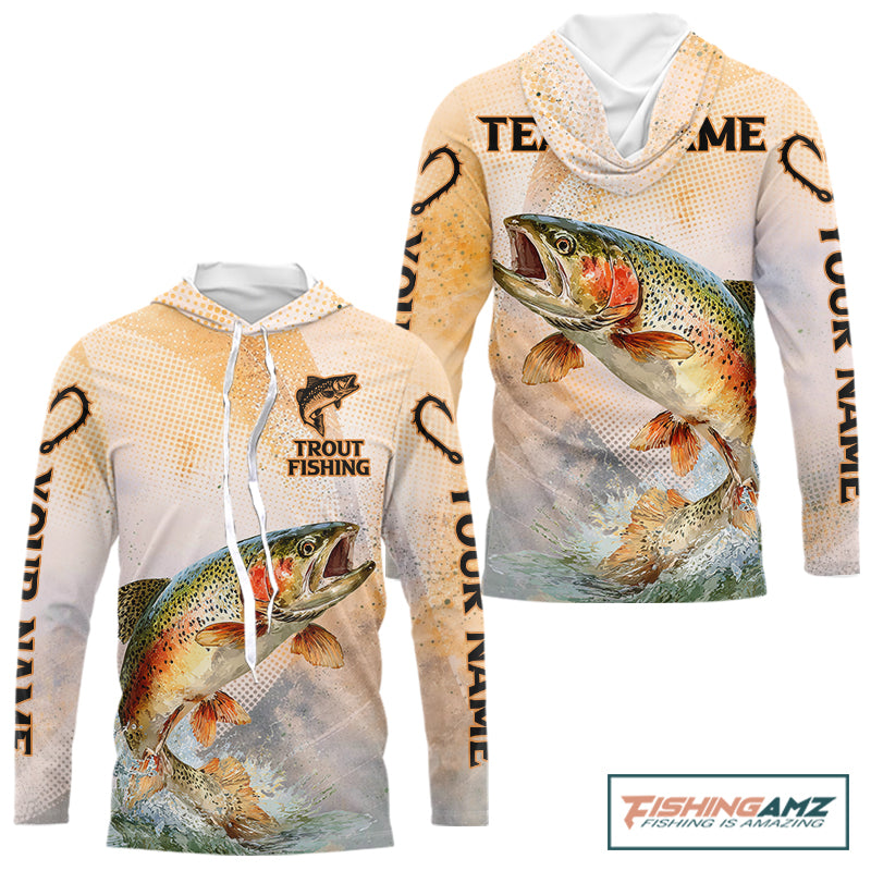Rainbow Trout Fishing Jerseys For Fishing Team, Trout Fishing Shirts Long Sleeve Hooded NBT412