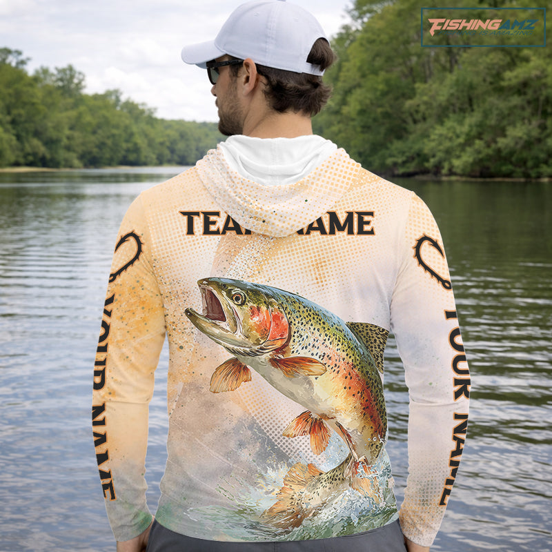 Rainbow Trout Fishing Jerseys For Fishing Team, Trout Fishing Shirts Long Sleeve Hooded NBT412