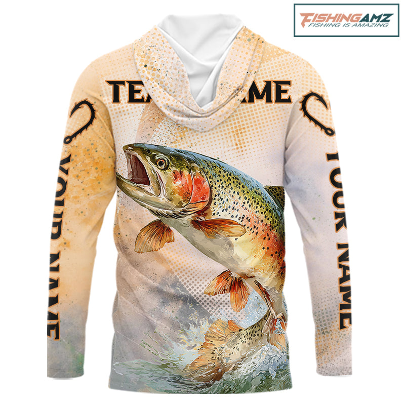 Rainbow Trout Fishing Jerseys For Fishing Team, Trout Fishing Shirts Long Sleeve Hooded NBT412