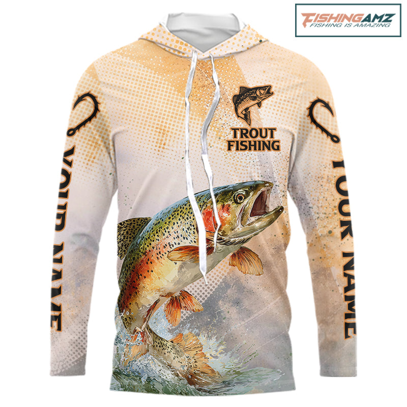 Rainbow Trout Fishing Jerseys For Fishing Team, Trout Fishing Shirts Long Sleeve Hooded NBT412