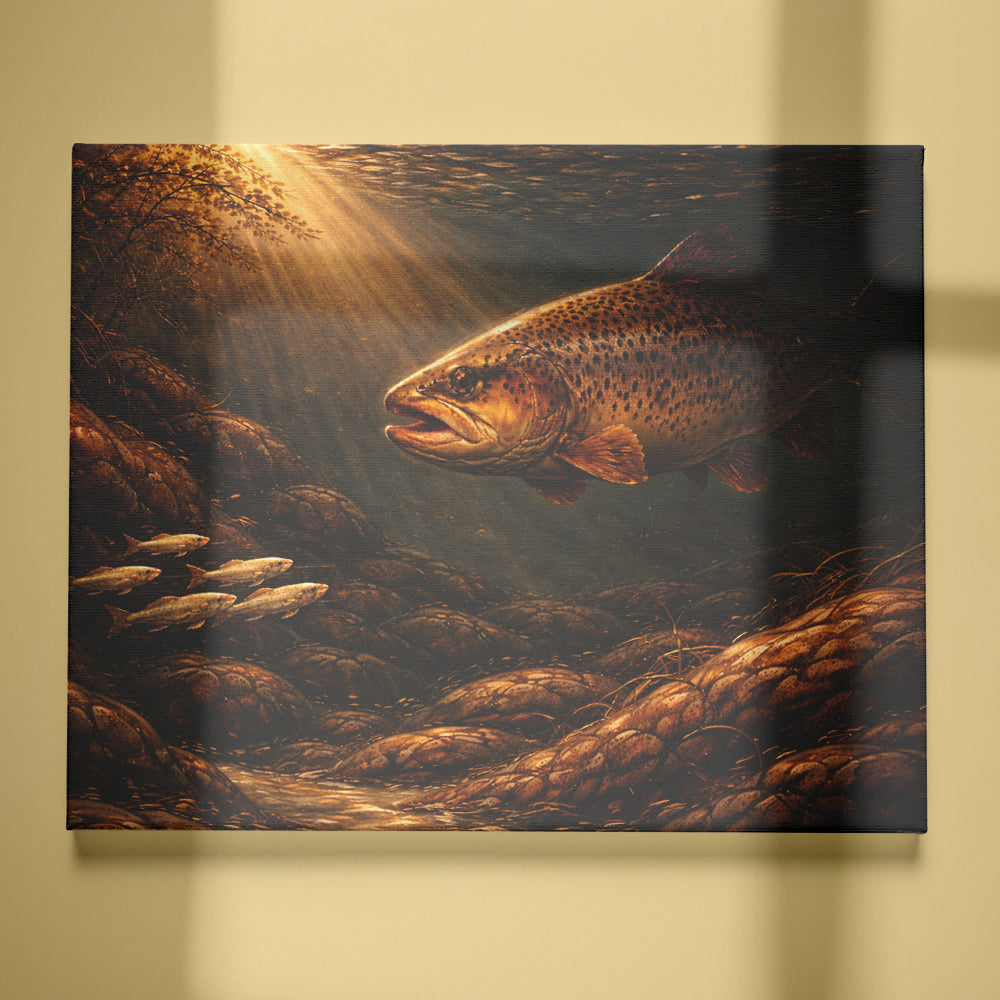 Golden Hour Brown Trout – Fishing Canvas Art NBT424