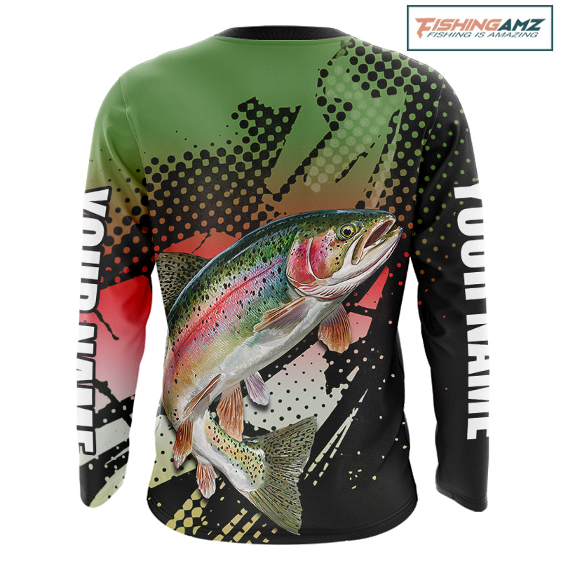 Rainbow Trout Fishing Shirts Long Sleeve Custom Name, Fishing Team Shirts NBT426