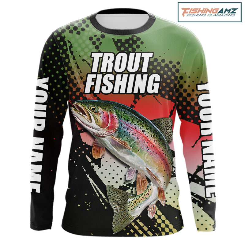 Rainbow Trout Fishing Shirts Long Sleeve Custom Name, Fishing Team Shirts NBT426
