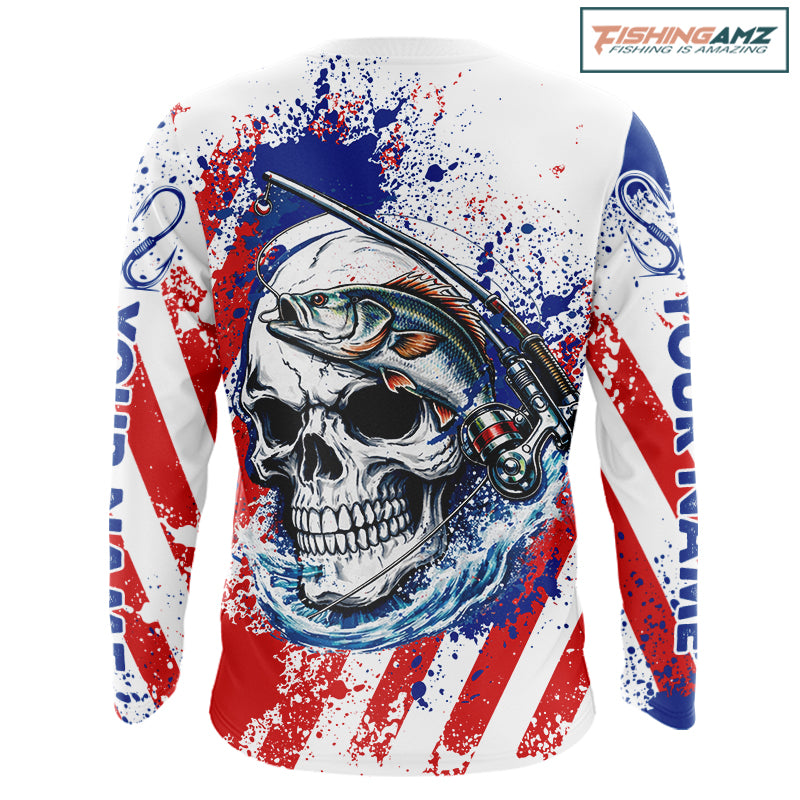 Custom American Flag Fishing Shirts Largemouth Bass Fishing Long Sleeve, Bass Fishing Shirts For Men NBT385