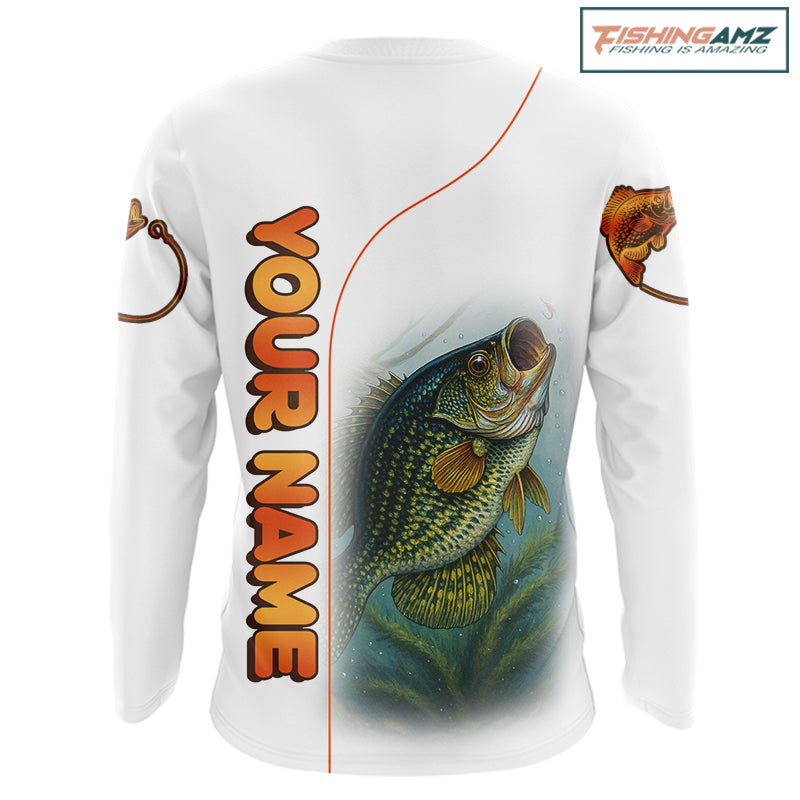 Crappie Fishing White Fishing Team Crappie Custom Name Long Sleeve UV Protection Fishing Shirts NBT550
