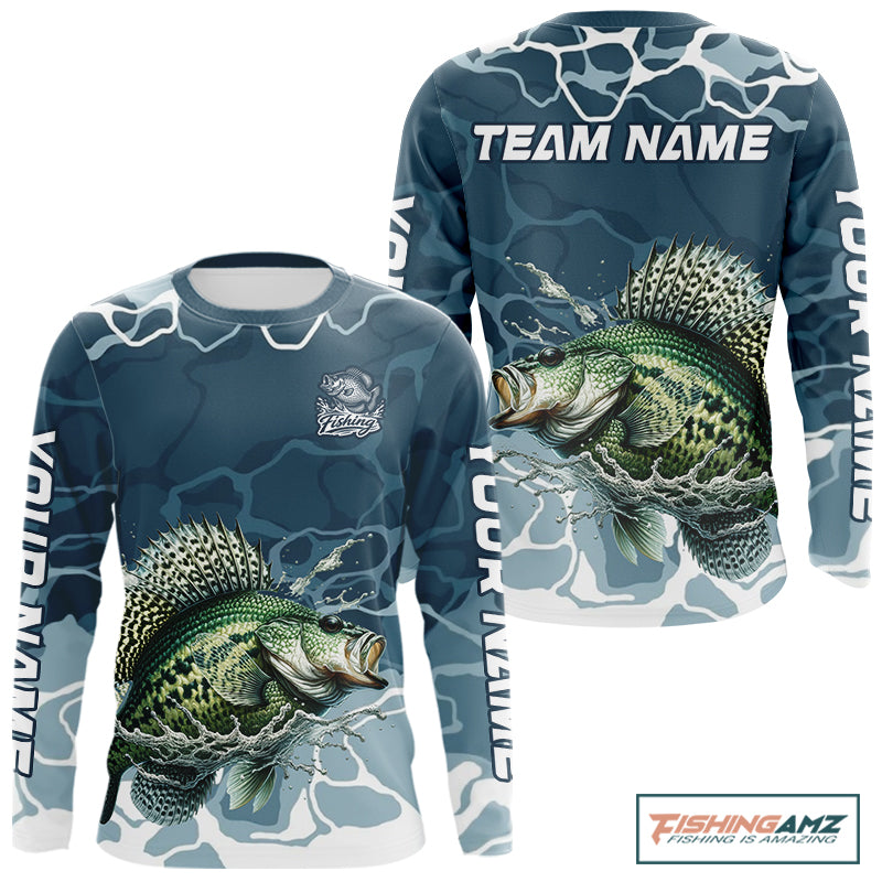 Custom Crappie Long Sleeve Tournament Fishing Shirts, Team Crappie Fishing Jerseys NBT695