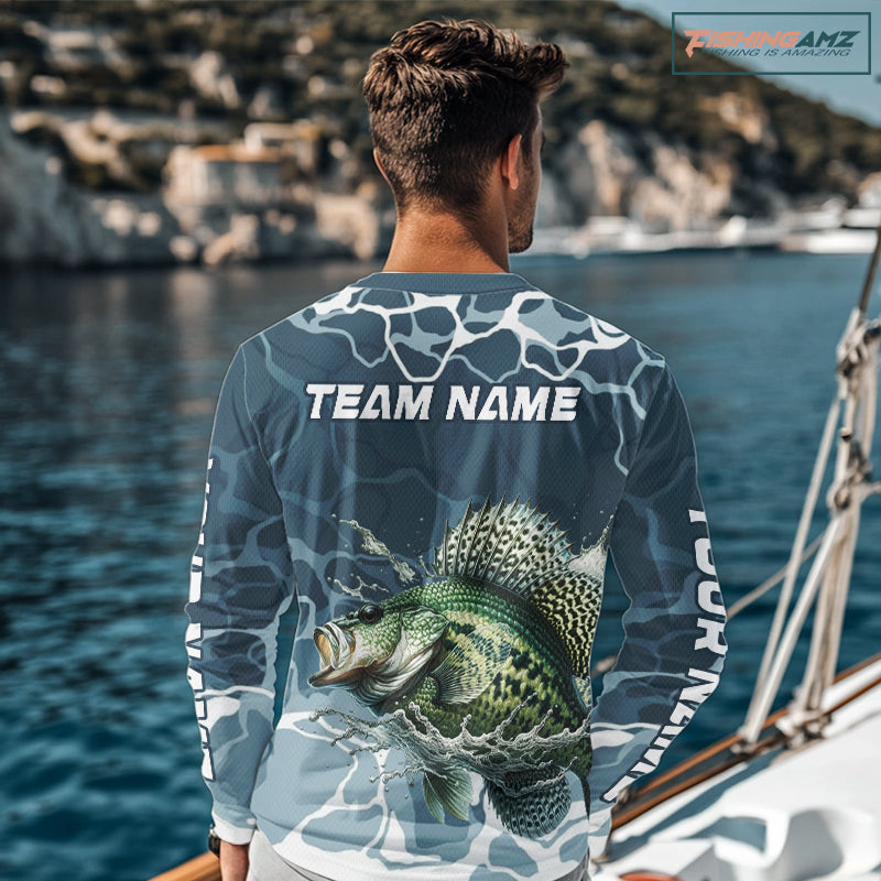 Custom Crappie Long Sleeve Tournament Fishing Shirts, Team Crappie Fishing Jerseys NBT695