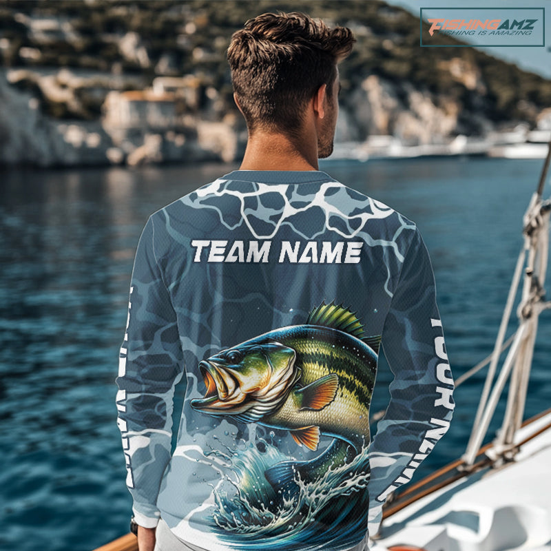 Custom Largemouth Bass Long Sleeve Tournament Fishing Shirts, Team Bass Fishing Jerseys NBT696