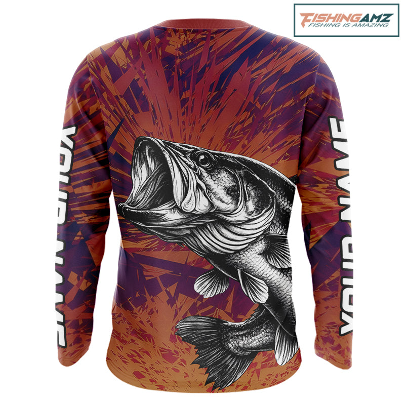 Personalized Bass Fishing Shirts For Men Dawn Camo, Bass Long Sleeve Hooded Fishing Shirts NBT444