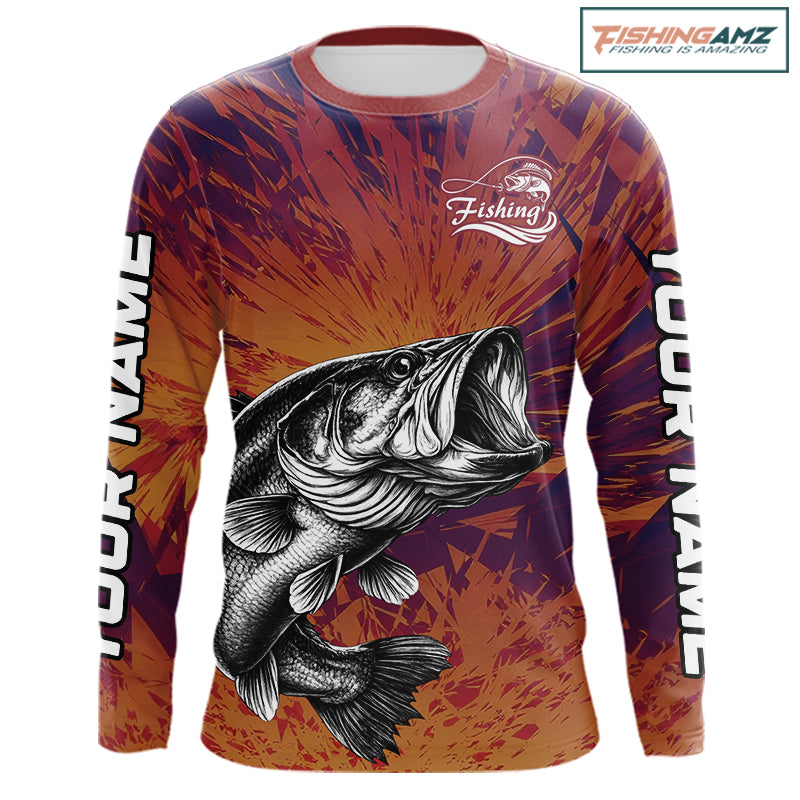 Personalized Bass Fishing Shirts For Men Dawn Camo, Bass Long Sleeve Hooded Fishing Shirts NBT444