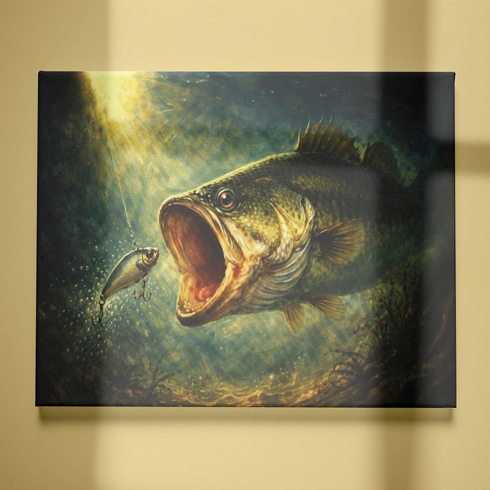 The Perfect Bite - Bass Fishing Canvas Wall Art for Anglers NBT403