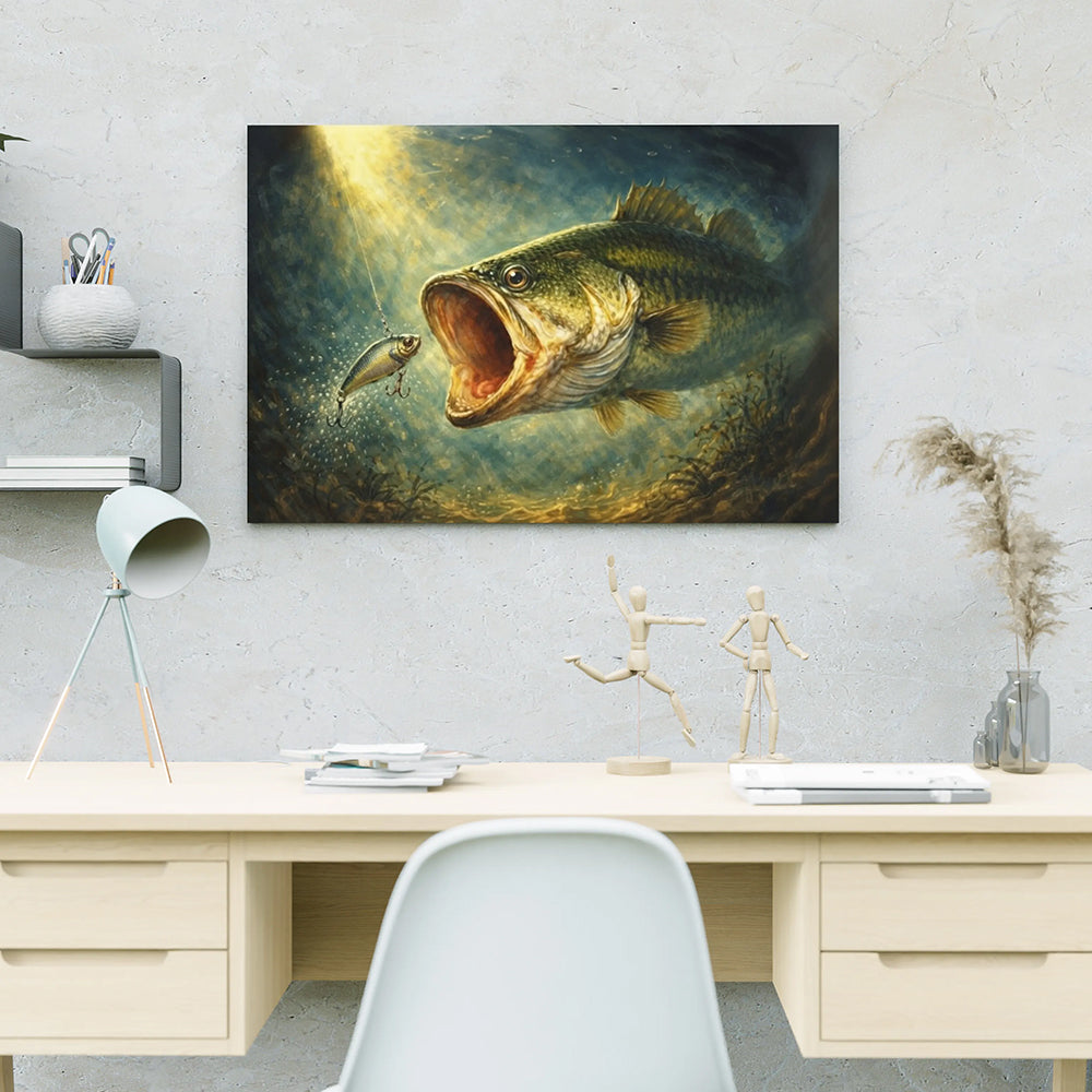The Perfect Bite - Bass Fishing Canvas Wall Art for Anglers NBT403