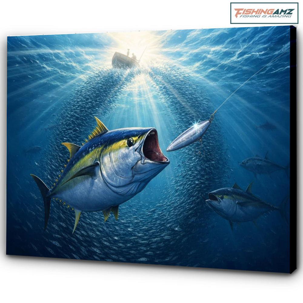 Strike From the Deep – Epic Offshore Fishing Canvas Art for Saltwater Anglers NBT404