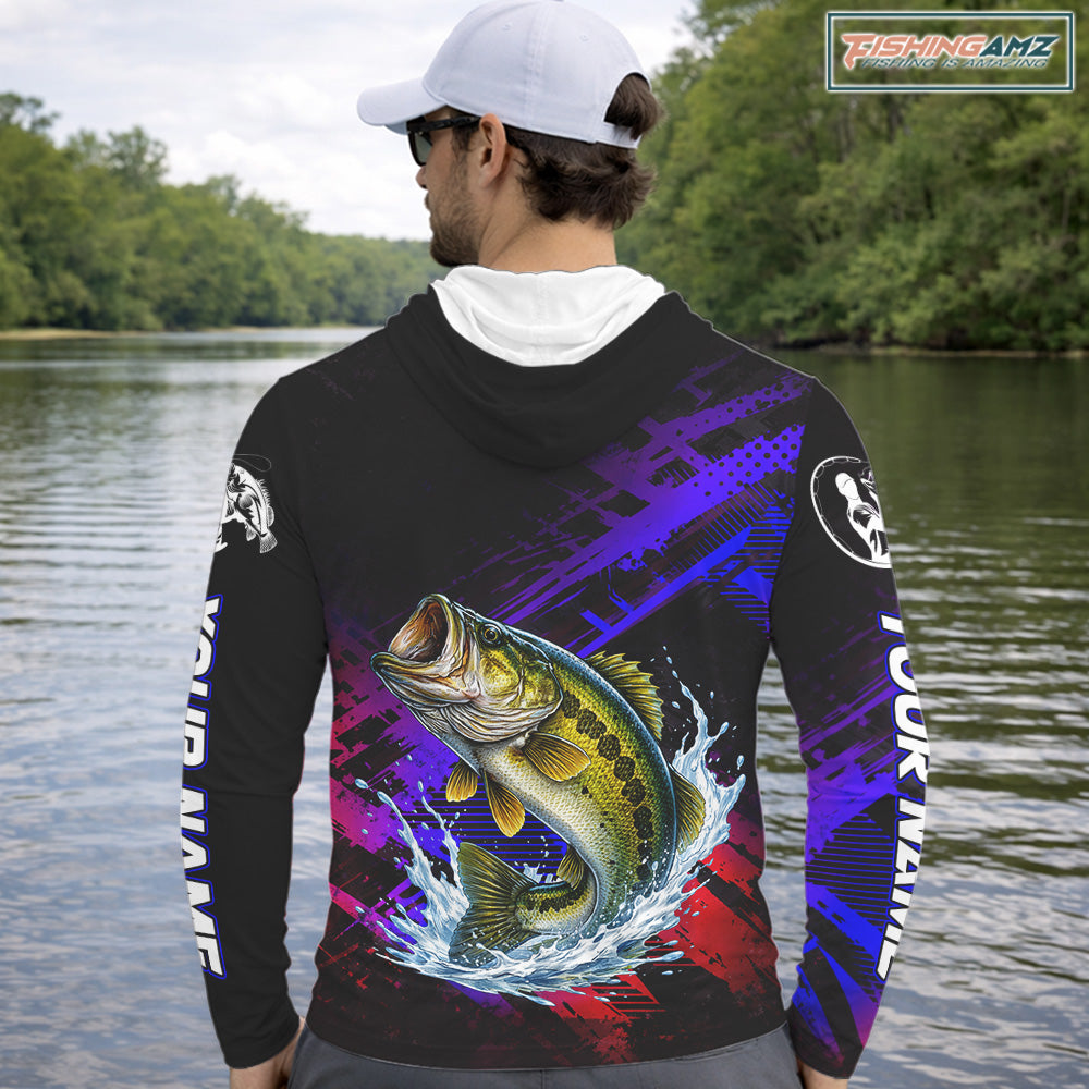 Bass Fishing Long Sleeve Purple Camo Upf Fishing Shirts, Bass Fishing Tournament Shirts NBT464