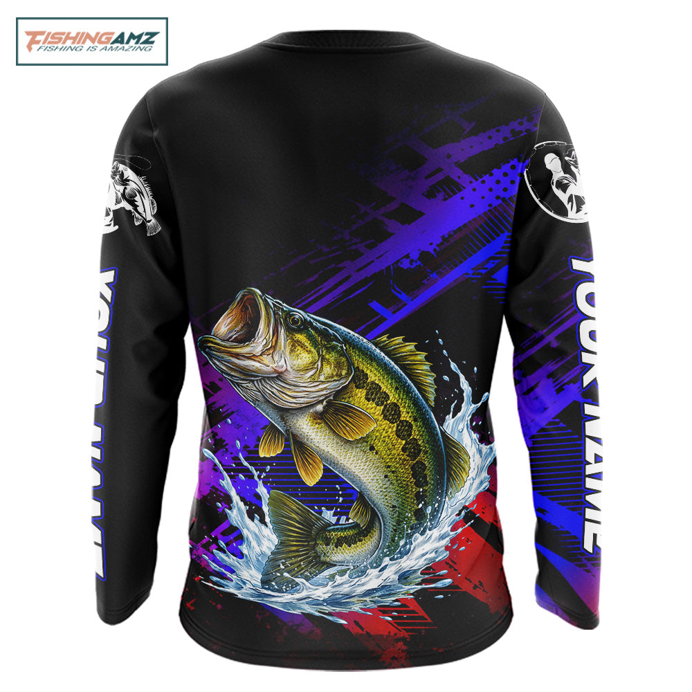 Bass Fishing Long Sleeve Purple Camo UPF Fishing Shirts, Bass Fishing Tournament Shirts NBT464