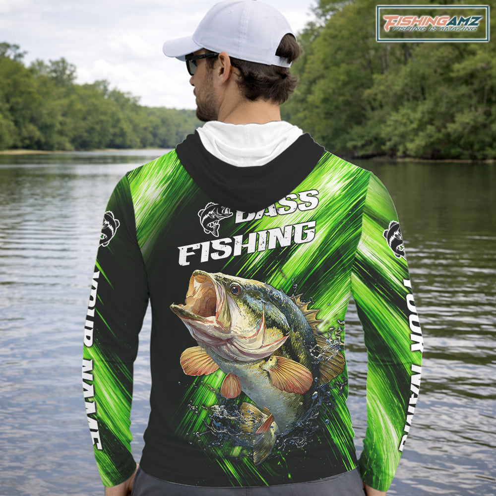 Green Camo Largemouth Bass Fishing Jersey For Men, Bass Fishing Performance Shirts Personalized Gifts NBT370