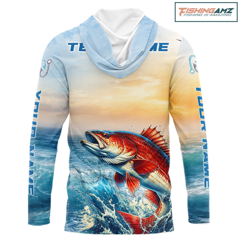 Redfish Fishing Sunset Custom Fishing Long Sleeve Shirt, Redfish Compass Offshore Fishing Apparel NBT587