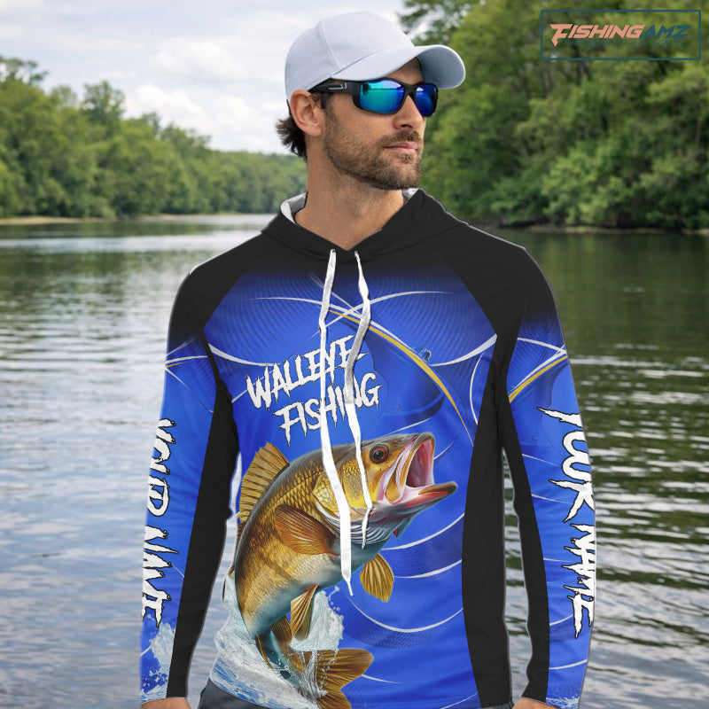 Personalized Walleye Hooded Fishing Shirts UV Protection Tournament Jersey, Walleye Fishing Shirts NBT366