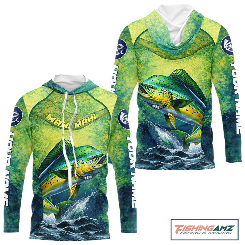 Custom Mahi Mahi Fishing Shirts For Team, Custom Saltwater Fishing Shirts|Green NBT468
