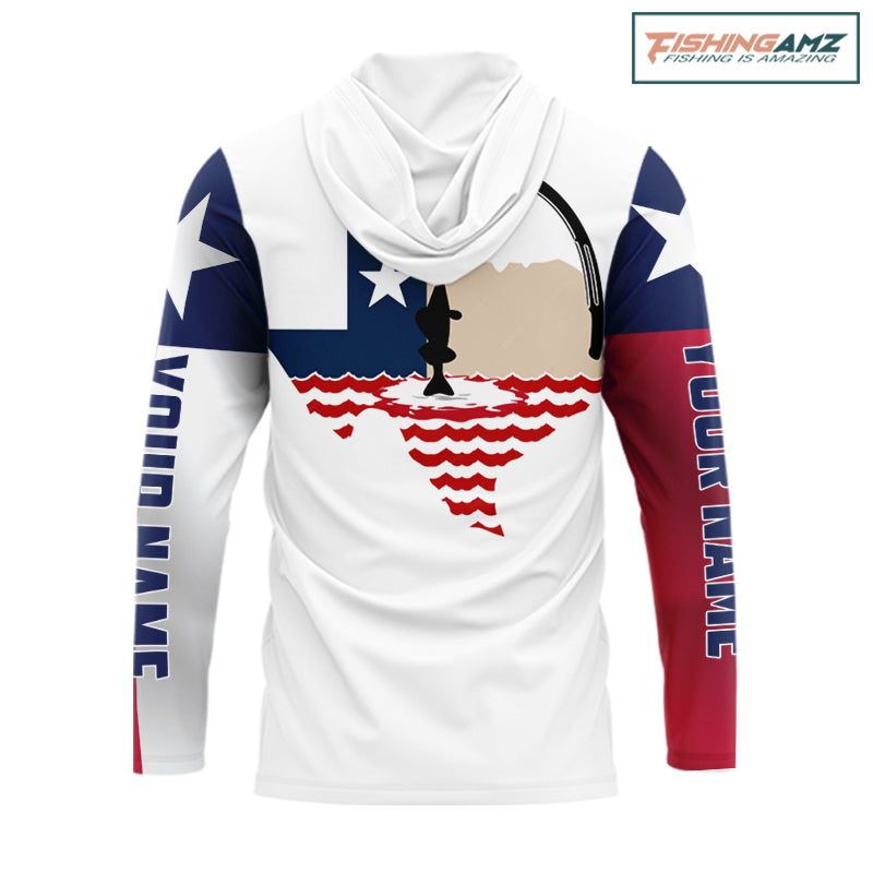 Personalized Texas Flag Long Sleeve Hooded Custom Name Tournament Fishing Shirts, Texas Fishing Jerseys NBT515