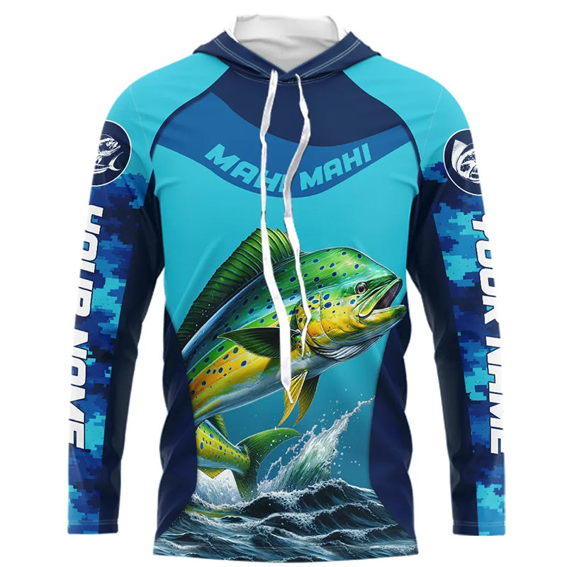 Custom Mahi Mahi Fishing Shirts For Team, Saltwater Performance Fishing Shirt  NBT350